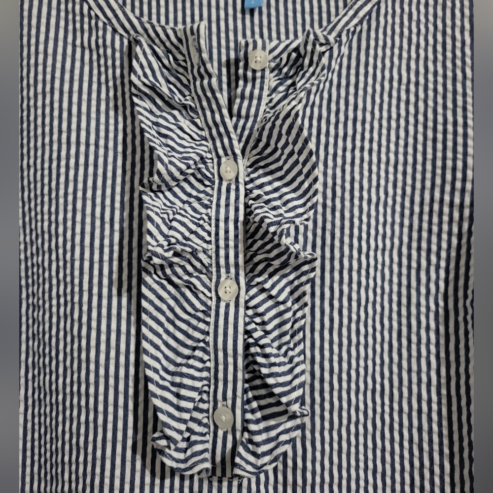 Draper James Seer Sucker Stripe Button Shift Dress Size 4 - Picture 6 of 9